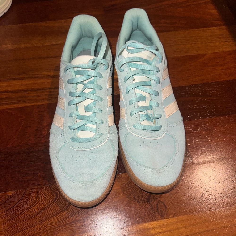 Adidas Sky Blue Sneakers with White Stripes
